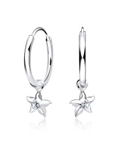 Shinning Star CZ Silver Hoop Earring HO-1662